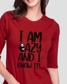 Shop I Am Lazy And I Love It Round Neck 3/4th Sleeve Women's T-shirt-Design
