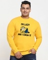 Shop Men's Yellow I Am Lazy Minion Graphic Printed Plus Size Sweatshirt-Front