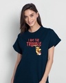 Shop I Am The Trouble Boyfriend T-Shirt (TJL) Navy Blue-Front