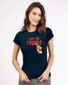 Shop I Am The Trouble Half Sleeve T-Shirt (TJL) Navy Blue-Front