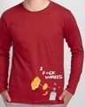 Shop I F**K Walls Full Sleeve T-Shirt Bold Red-Front