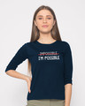 Shop I'm Possible Round Neck 3/4th Sleeve T-Shirt-Front