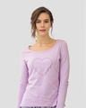 Shop I Purple You Heart Scoop Neck Full Sleeve T-Shirt Lilac Breeze-Front