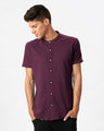 Shop Ibiza Purple Mandarin Collar Pique Shirt-Front