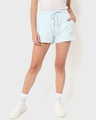 Shop Ice Water Blue Solid Regular Fit Shorts-Front