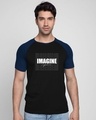Shop Imagine Signature Half Sleeve Raglan T-Shirt Navy Blue-Black-Front