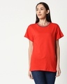 Shop Imperial Red Boyfriend Varsity Rib T-shirt-Front