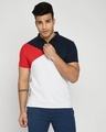 Shop Imperial Red-Dark Navy-White Asymmetric Polo T-Shirt-Front
