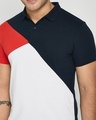 Shop Imperial Red-Dark Navy-White Asymmetric Polo T-Shirt
