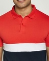 Shop Imperial Red-White-Dark Navy Triple Block Polo T-Shirt