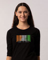 Shop India Barcode Round Neck 3/4th Sleeve T-Shirt-Front