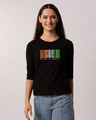 Shop India Barcode Round Neck 3/4th Sleeve T-Shirt-Design
