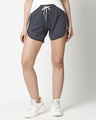 Shop India Ink & White Plain Highwaist Contrast Shorts-Front