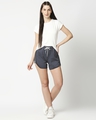 Shop India Ink & White Plain Highwaist Contrast Shorts