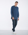 Shop Indigo Blue Longline Denim Shirt