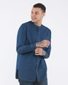 Shop Indigo Blue Longline Denim Shirt-Design