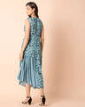 Shop Women's Blue Floral Stripe Insert Asymmetric Hem Tunic-Design