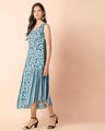 Shop Women's Blue Floral Stripe Insert Asymmetric Hem Tunic-Full