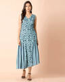 Shop Women's Blue Floral Stripe Insert Asymmetric Hem Tunic
