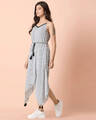 Shop Women's White Striped Belted Strappy High Low Dress-Full