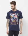 Shop Men's Blue Scranton Infography Printed T-Shirt-Front
