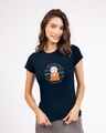 Shop Inner Peace Half Sleeve Printed T-Shirt Navy Blue-Front