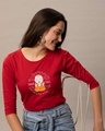 Shop Inner Peace Round Neck 3/4 Sleeve T-Shirt Bold Red-Front