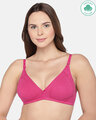 Shop Women's Organic Cotton Antimicrobial Seamless Triangular Bra With Supportive Stitch-Front