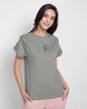 Shop Inspire Leaf Boyfriend T-Shirt Meteor Grey-Front