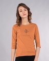 Shop Inspire Leaf Round Neck 3/4 Sleeve T-Shirt Vintage Orange-Front