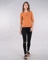 Shop Inspire Leaf Round Neck 3/4 Sleeve T-Shirt Vintage Orange-Design