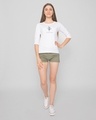 Shop Inspire Leaf Round Neck 3/4 Sleeve T-Shirt White-Design