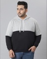 Shop Men's Black Colorblock Stylish Casual Hooded Sweatshirt-Front