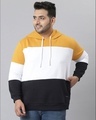 Shop Men's Yellow Colorblock Stylish Hooded Casual Sweatshirt-Front