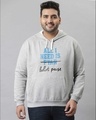 Shop Men's Grey Printed Stylish Full Sleeve Hooded Casual Sweatshirt-Front