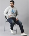 Shop Men's Grey Printed Stylish Full Sleeve Hooded Casual Sweatshirt