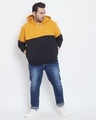 Shop Men's Plus Size Colourblock Stylish Casual Winter Hooded Sweatshirt-Full