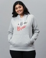 Shop Women's Grey Printed Stylish Casual Hooded Sweatshirt-Front