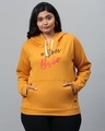 Shop Women's Yellow Printed Stylish Casual Hooded Sweatshirt-Front