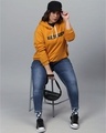 Shop Women's Yellow Printed Stylish Casual Hooded Sweatshirt