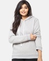 Shop Women's Plus Size Solid Stylish Casual Winter Hooded Sweatshirt-Front