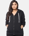 Shop Women's Plus Size Solid Stylish Casual Winter Zipper Hooded Sweatshirt-Front