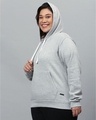 Shop Women's Grey Solid Stylish Casual Hooded Sweatshirt-Design