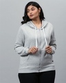 Shop Women's Grey Solid Stylish Casual Hooded Sweatshirt-Front