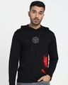 Shop Men's Black Iron Face (AVL) Graphic Printed Hoodie T-shirt-Front