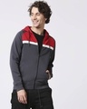 Shop Iron Gate - Chili Red Chest Stripe Zipper Hoodie-Front
