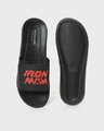 Shop Men's Black Ironman Printed Adjustable Strap Comfysole Sliders-Design