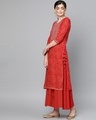 Shop Women's Red Cotton Embroidered A Line Kurta-Design