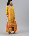 Shop Women's Rayon Yellow Embroidered Layered Kurta-Full