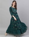 Shop Women's Cotton Navy Blue Yoke Embellished Straight Kurta Skirt Set